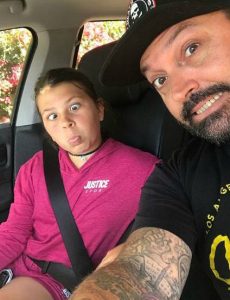 Cody Herpin with his daughter Zoie in his car
