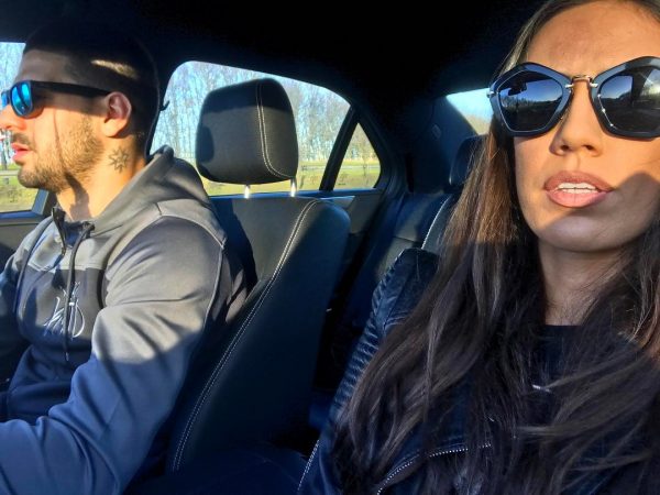 Kristina Janjic and her husband in the car 