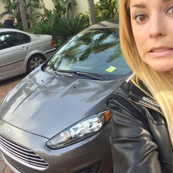 Grace Helbig clicks to take selfie with her car after getting tickets