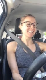Nikki Glaser drives a car