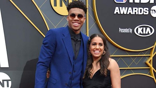 Caption: Giannis Antetokounmpo and his lover Maria Riddlespliger