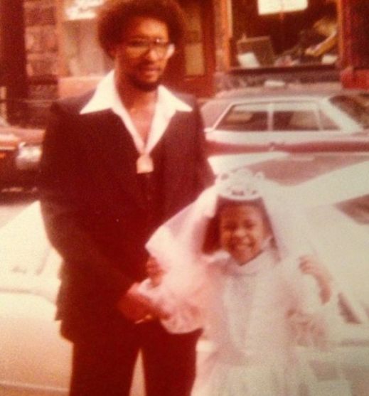 Chris Lampkin's childhood photo with her father