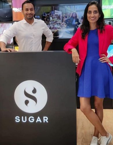 Vineeta Singh and her husband at Sugar Cosmetics store