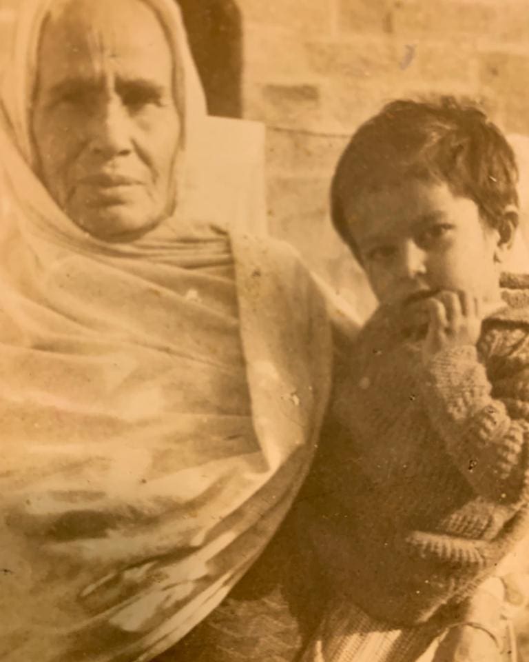 Childhood photo of Vindu Dara Singh with grandmother