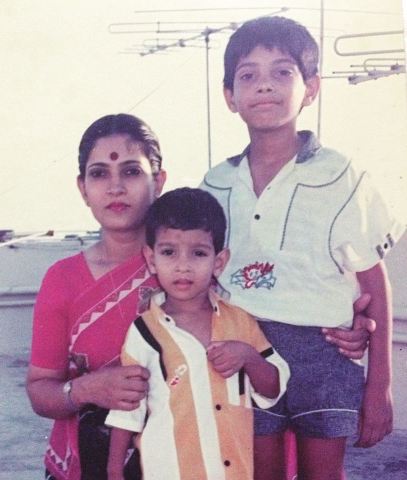 Vikrant Messi with his mother and brother