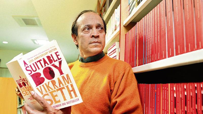 Vikram Seth pictured with his book - A Proper Boy