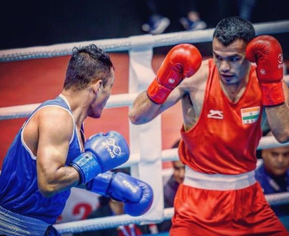 Vikas Krishan Yadav during a boxing match