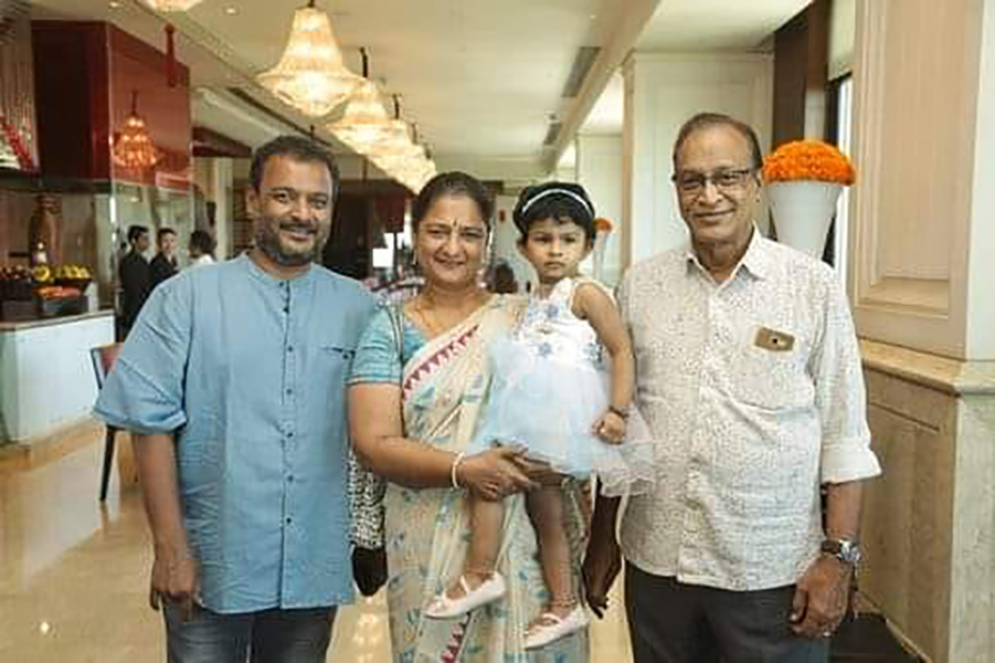 Vijaya Chamundeswari with her husband, son and granddaughter