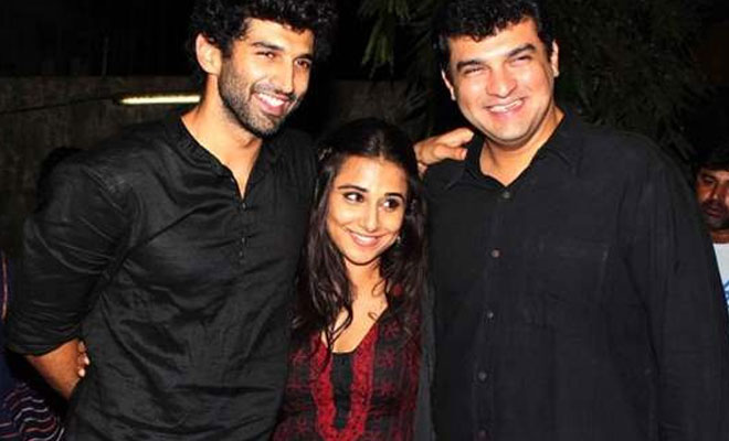 Vidya Balan with her brother-in-law Aditya Roy Kapur (left) and her husband Siddharth Roy Kapur (right)