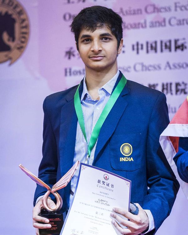 Vidit Gujrathi after winning bronze at the 2017 Asian Championships