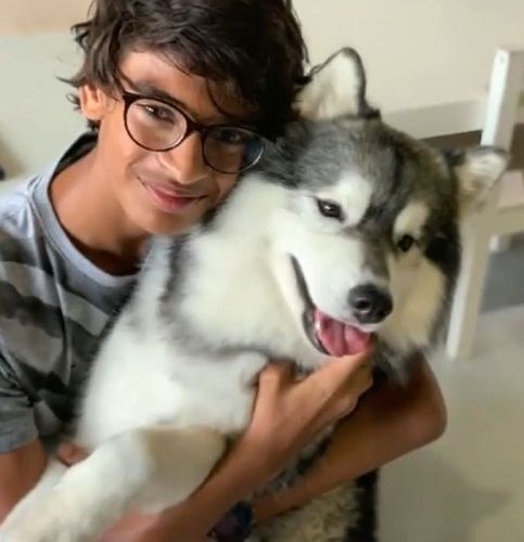 Vedaant Madhavan and his pet dog