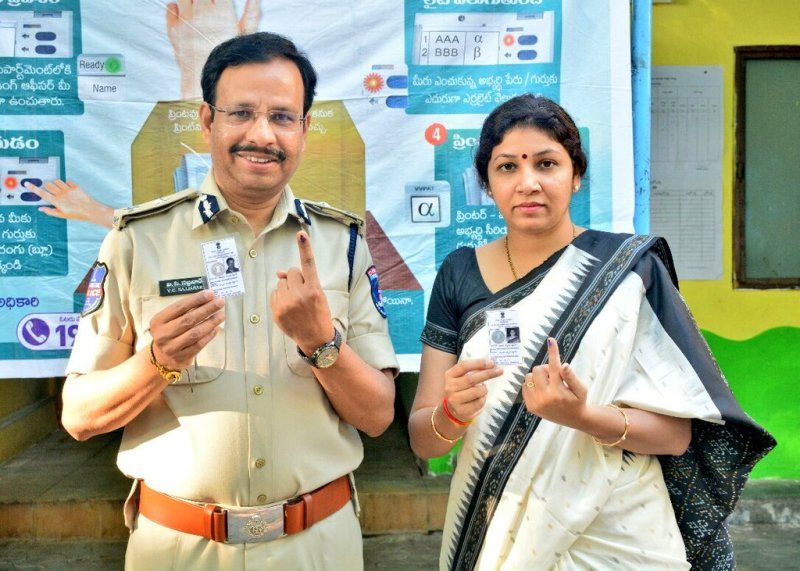 VC Sajjanar and his wife Anupa after voting