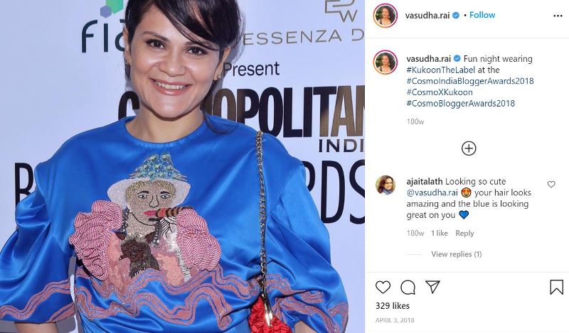 Vasudha Rai poses for a photo at the Cosmo India Blogger Awards 2018