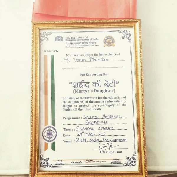 ISCI Accreditation Certificate from Varun Malhotra