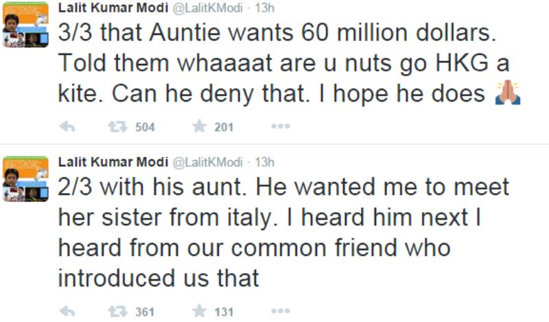 Lalit Modi's tweets on Varun Gandhi