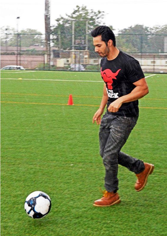 Varun Dhawan plays football