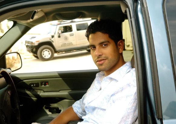 Grace Gale's husband Adam Rodriguez pictured with his car