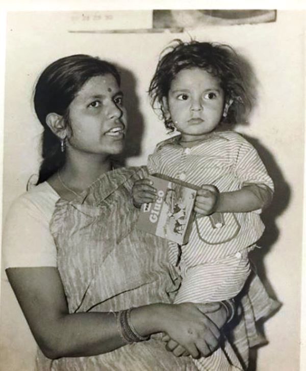 Childhood photo of Sumit Awasthi and his mother