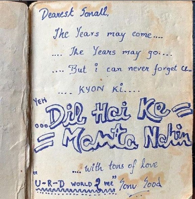 Sonu Sood's note to Sonali during college