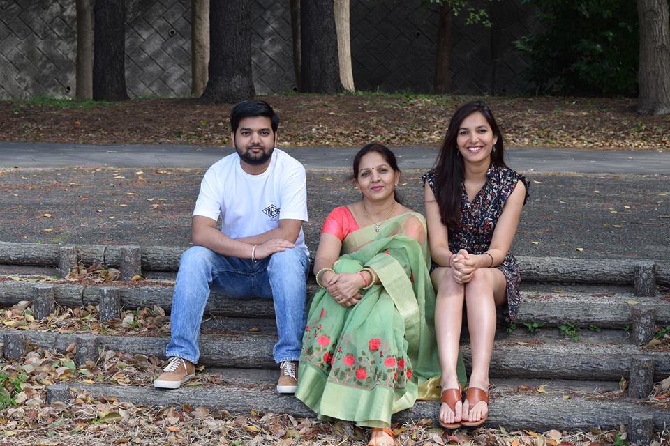 Sonal Chouhan with her mother and brother