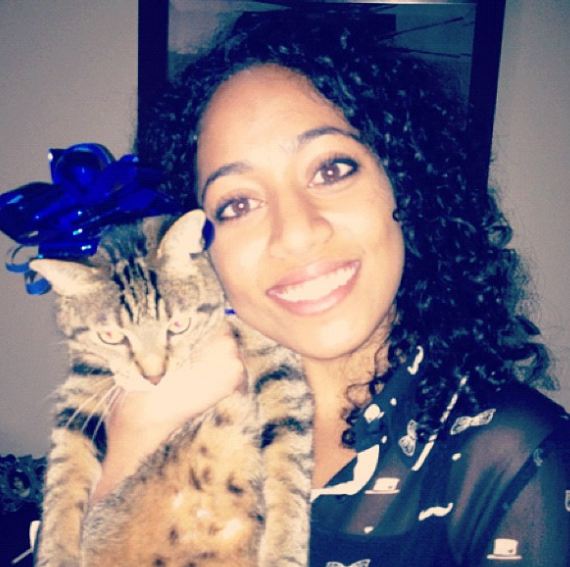 Sirisha Bandla and her pet cat