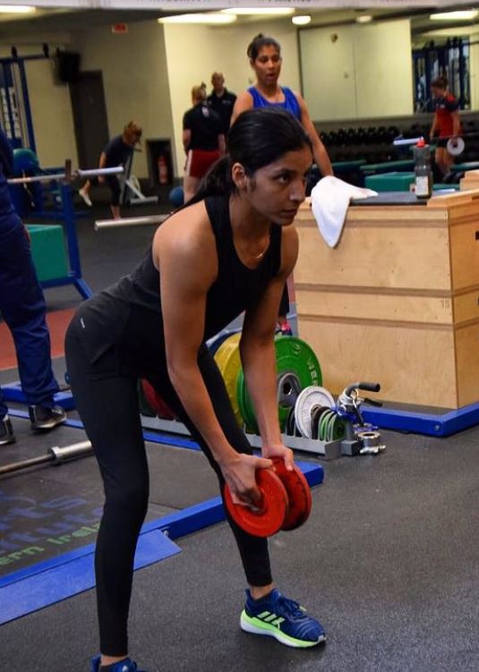 Simranjit Kaur during her workout