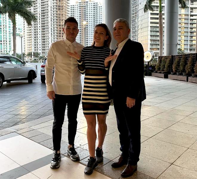 Simone Halep with her father Stel Halep and her brother Nicola Halep