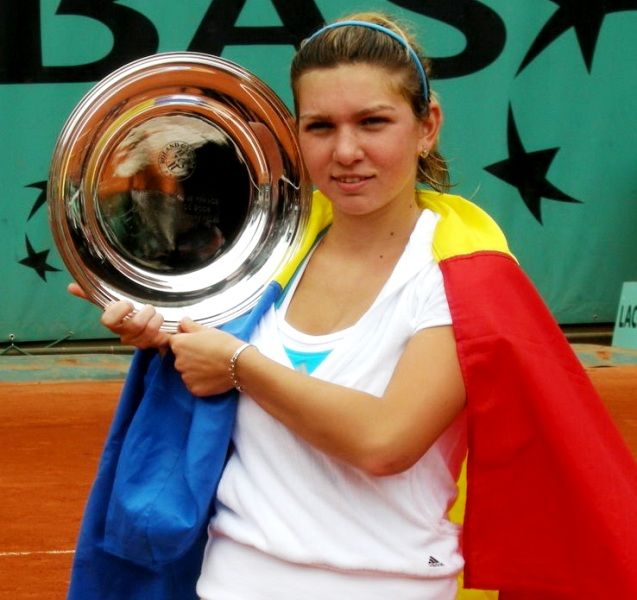 Simona Halep and her French Open Junior Championship trophy in 2008