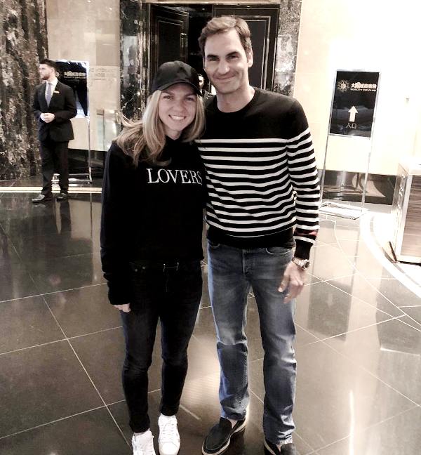 Simone Halep and Roger Federer