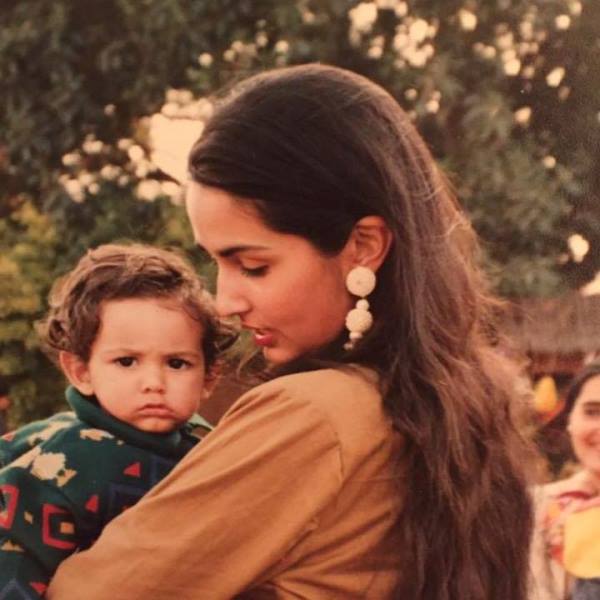 Childhood photo of Arjan Singh Dugal with his mother Simar Dugal