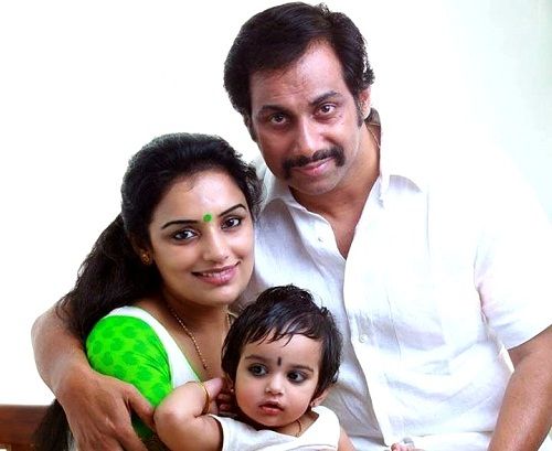 Shweta Menon with husband Sreevalsan Menon and daughter Sabaina Menon