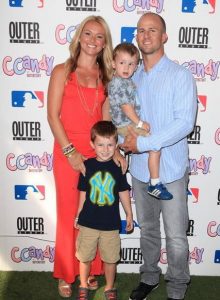 Brett Gardner with his wife and children
