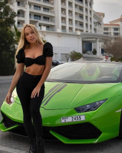 Estelle Bergin pictured with her dad's car