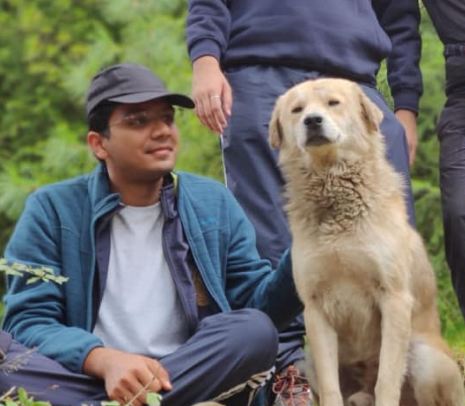 Shubham Gupta with a dog