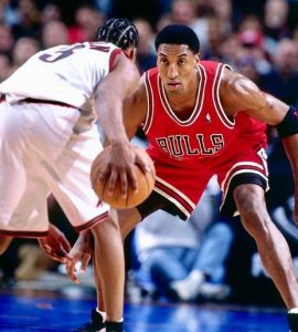 Scottie Pippen on the basketball court