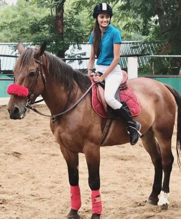 Shreya practicing horseback riding