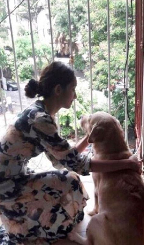 Shreya Chaudhary and her pet dog