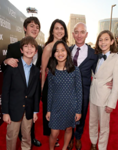 Jeff Bezos with his son, daughter and ex-wife.