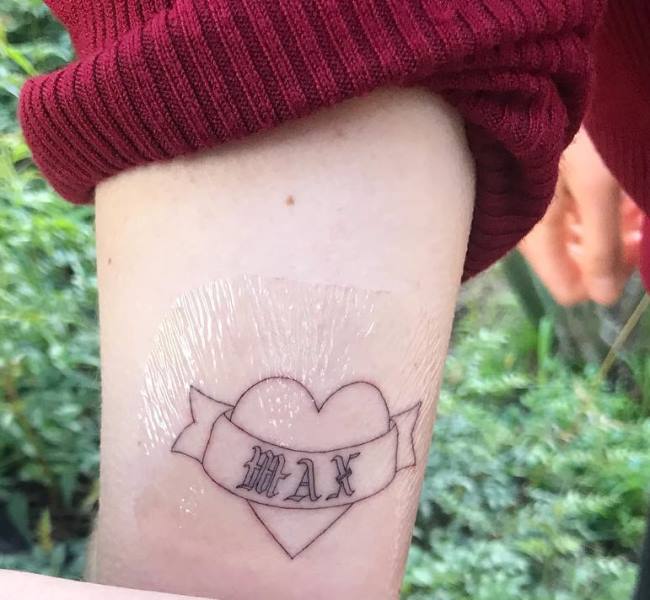 Phoebe Bridges' Sailor Jerry Heart Tattoo