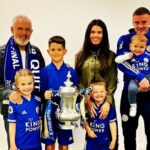 Jamie Vardy with his father, wife and children