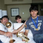 Sergio Agüero with his parents when he was young