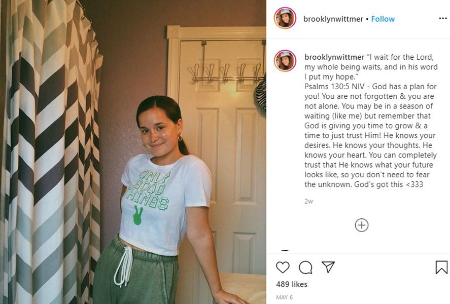 Brooklyn Wittmer Writes Psalm, Chapter 130, Verse 5 in Instagram Post