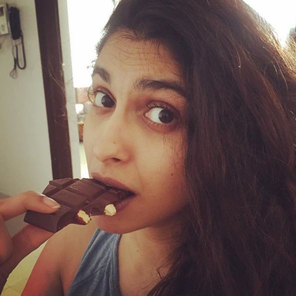 Anusha Mani eating chocolate