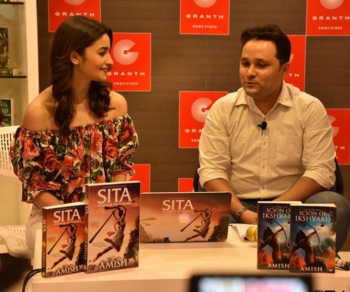 Amish Tripathi and Aalia Bhatt at the launch of his book trailer