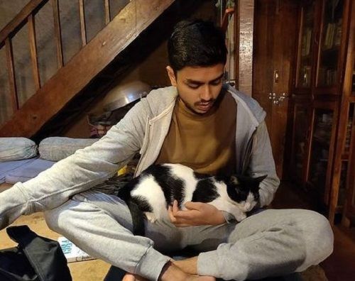 Adarsh ​​Gourav and his pet cat