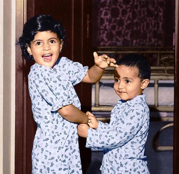 Abhishek and his sister as children
