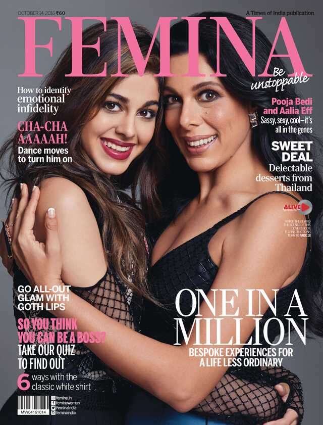 Aalia Furniturewalla with her mother Pooja Bedi on the cover of Femina