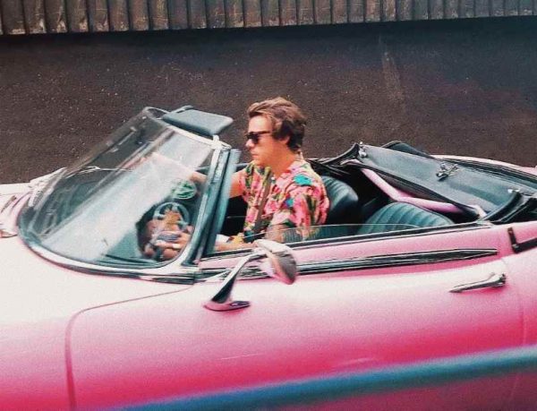 Harry Styles in his car