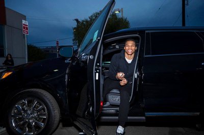 Jordan's father Russell Westbrook with the car